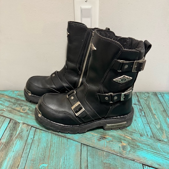 Harley-Davidson Riding Boots Size 9 Fury Motorcycle Buckle Zipper Rare - Picture 3 of 12